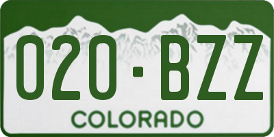 CO license plate 020BZZ