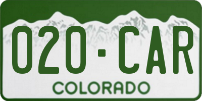 CO license plate 020CAR