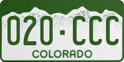 CO license plate 020CCC