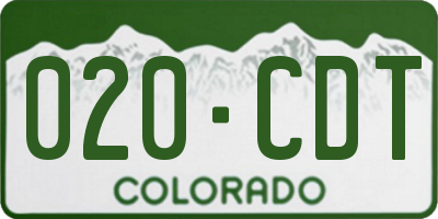 CO license plate 020CDT