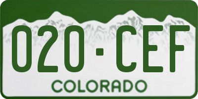 CO license plate 020CEF