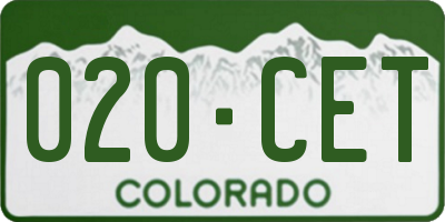 CO license plate 020CET
