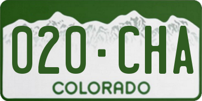 CO license plate 020CHA