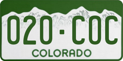CO license plate 020COC
