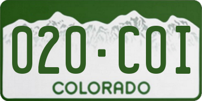 CO license plate 020COI