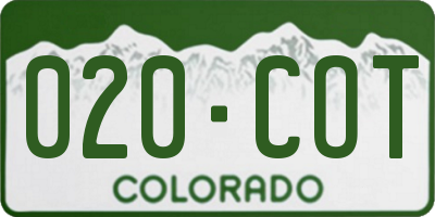CO license plate 020COT