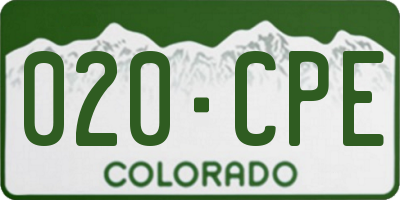 CO license plate 020CPE