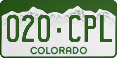 CO license plate 020CPL