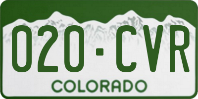 CO license plate 020CVR