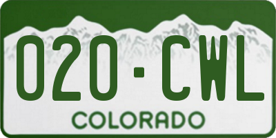 CO license plate 020CWL