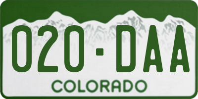 CO license plate 020DAA