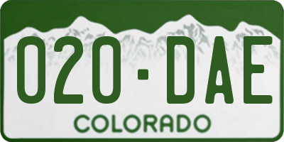 CO license plate 020DAE