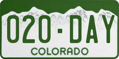 CO license plate 020DAY