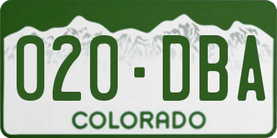CO license plate 020DBA