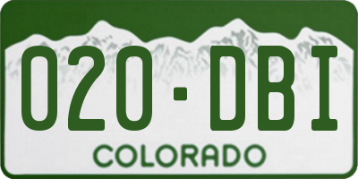 CO license plate 020DBI