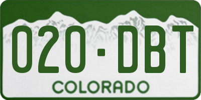 CO license plate 020DBT