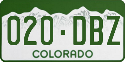 CO license plate 020DBZ
