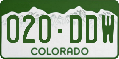 CO license plate 020DDW