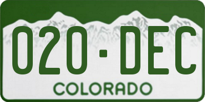 CO license plate 020DEC