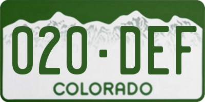 CO license plate 020DEF