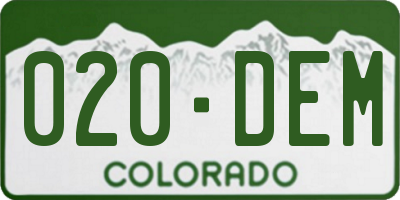 CO license plate 020DEM