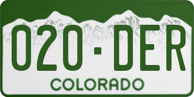 CO license plate 020DER