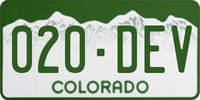 CO license plate 020DEV