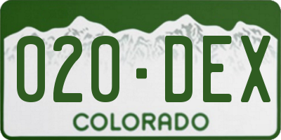CO license plate 020DEX