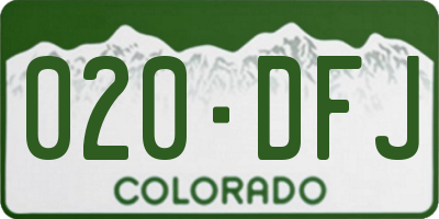 CO license plate 020DFJ