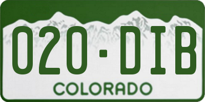 CO license plate 020DIB