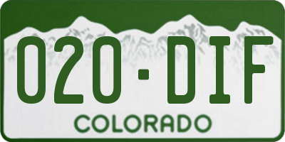 CO license plate 020DIF