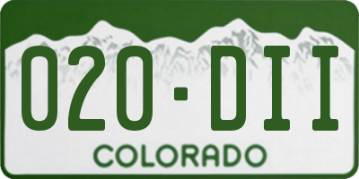 CO license plate 020DII
