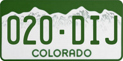 CO license plate 020DIJ