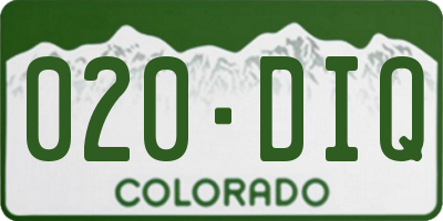 CO license plate 020DIQ