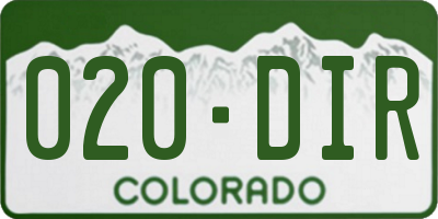 CO license plate 020DIR