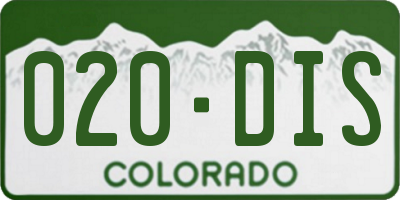 CO license plate 020DIS
