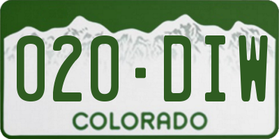CO license plate 020DIW