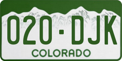 CO license plate 020DJK