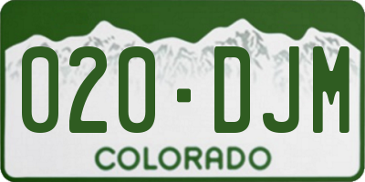CO license plate 020DJM