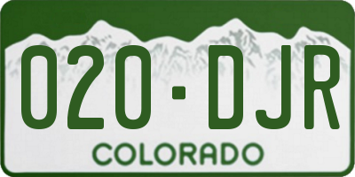 CO license plate 020DJR