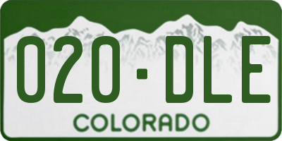 CO license plate 020DLE