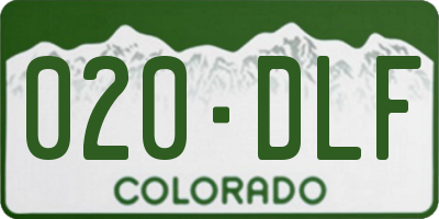 CO license plate 020DLF