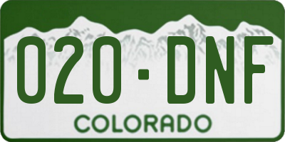 CO license plate 020DNF