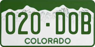 CO license plate 020DOB