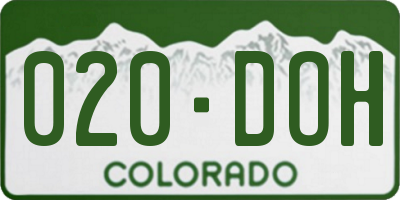 CO license plate 020DOH