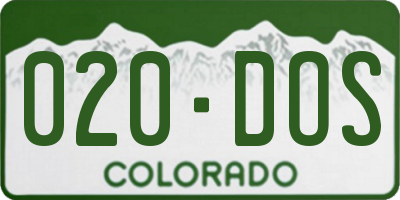CO license plate 020DOS
