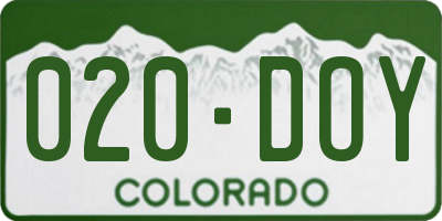 CO license plate 020DOY