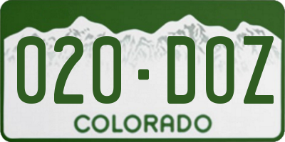 CO license plate 020DOZ