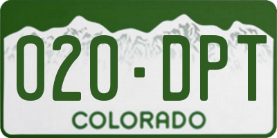 CO license plate 020DPT