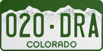 CO license plate 020DRA